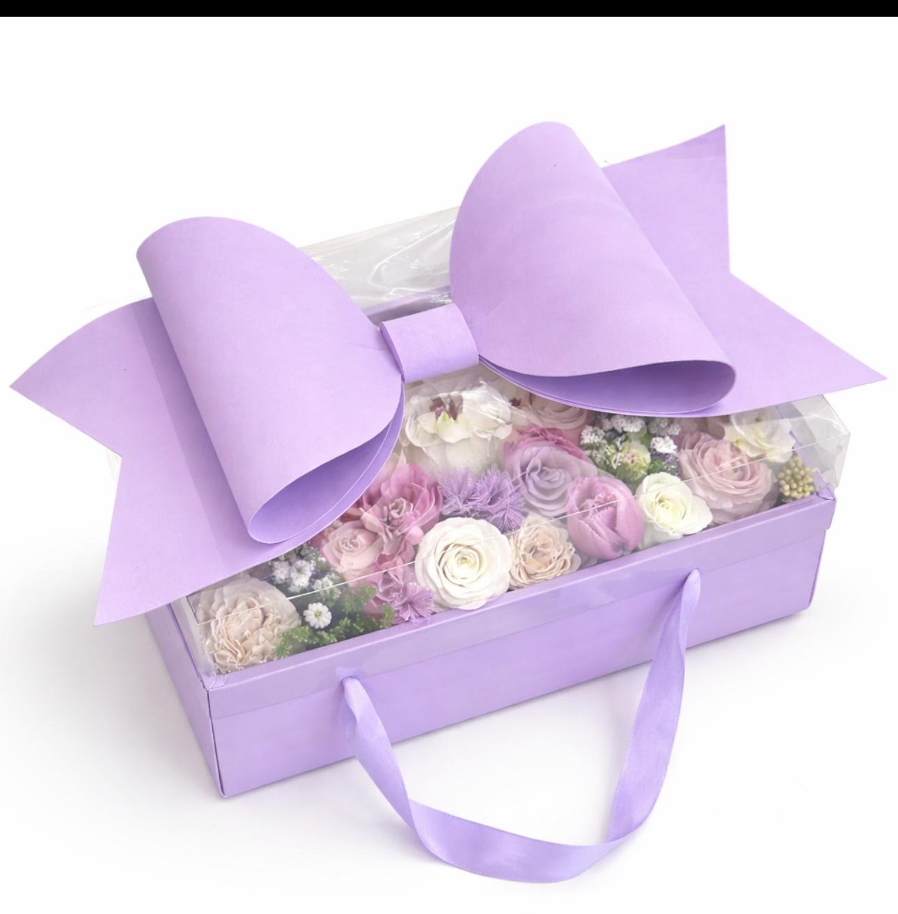 Lavender Grace Box – soft, elegant, and full of charm. 💜 pastel flower box Vancouver with lavender gift box and mixed blooms